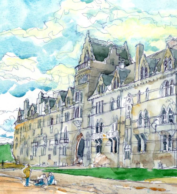 One of my earlier watercolour views of the Meadows building, Christ Church College, Oxford